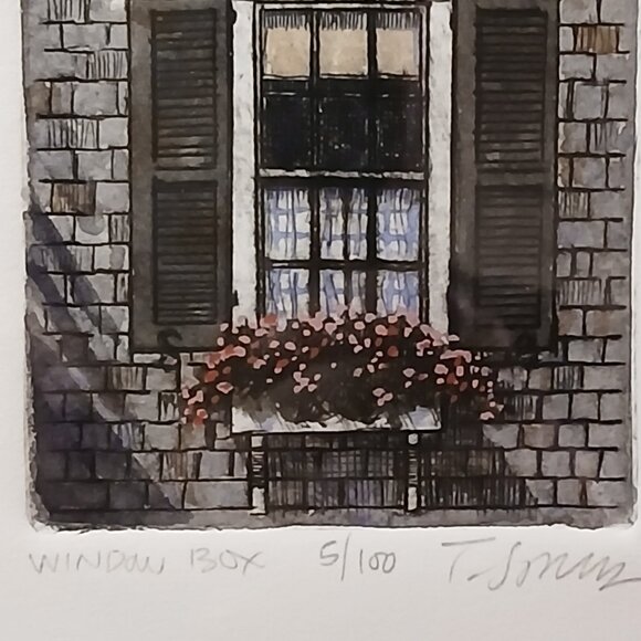 "Window Box" Hand Colored Engraving by T.J. Struna (Limited Edition #5/100) - Picture 4 of 6